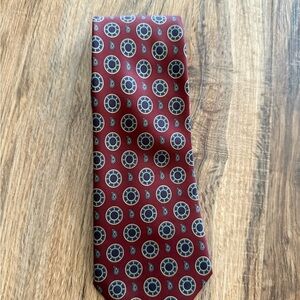 Red and Blue Geometric Silk Tie